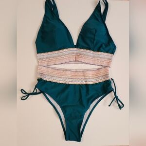SunnySculpt Tummy Control Bikini-Turquoise-XL